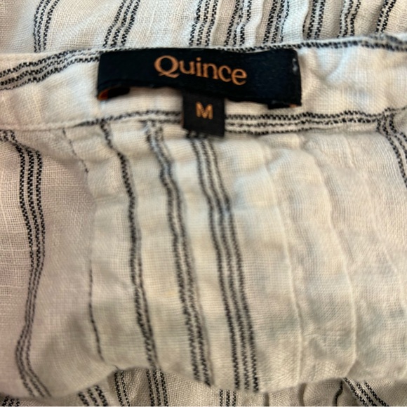 Quince 100% linen Striped Short Sleeve Dress - Neutral Stripes medium - Picture 6 of 7